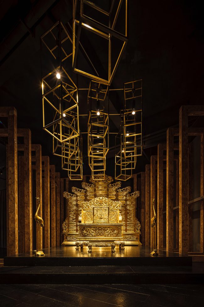 Gold foil art museum Wuhan China by Allsymbol Design Firm