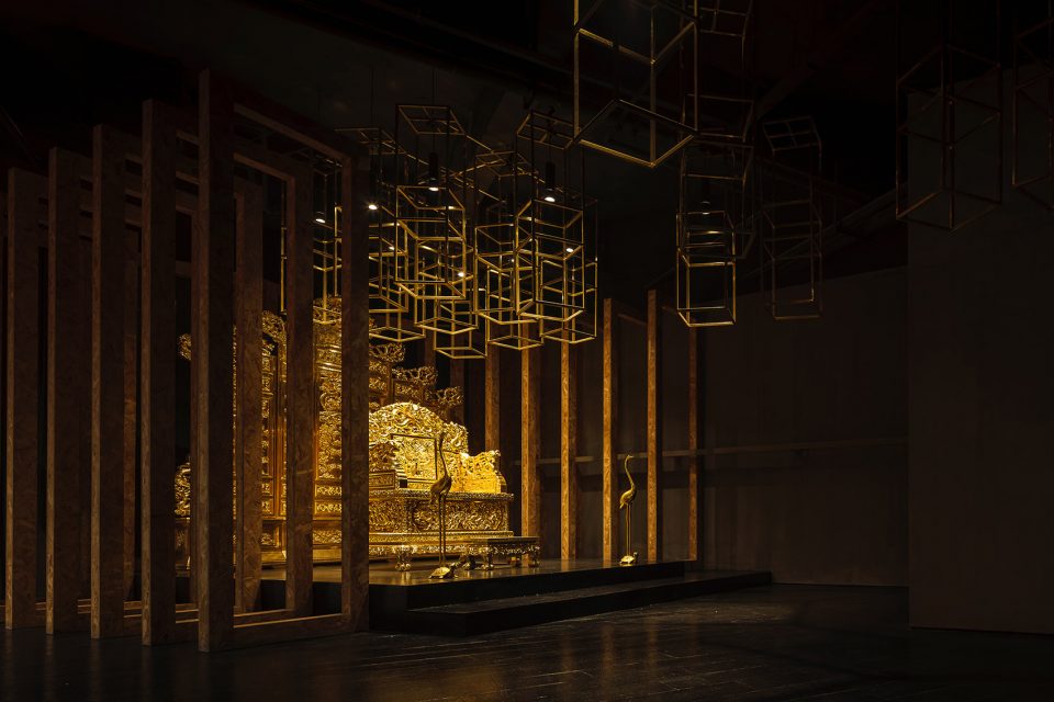 Gold foil art museum Wuhan China by Allsymbol Design Firm