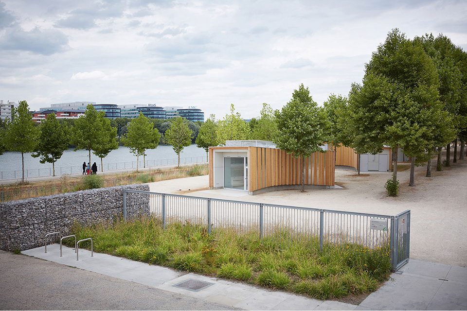 3 Pavilions in Park Along the River Seine by h2o architectes