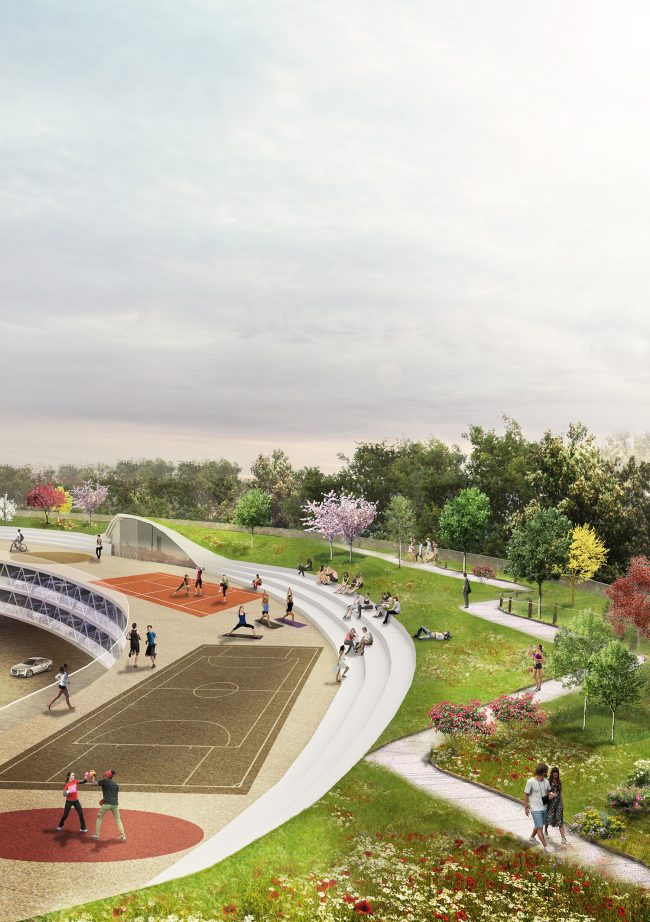 Urban Green Ring with a Multi storey Carpark inside by AS DOES