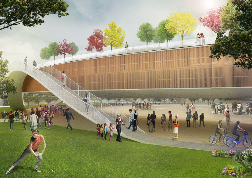 Urban Green Ring with a Multi storey Carpark inside by AS DOES