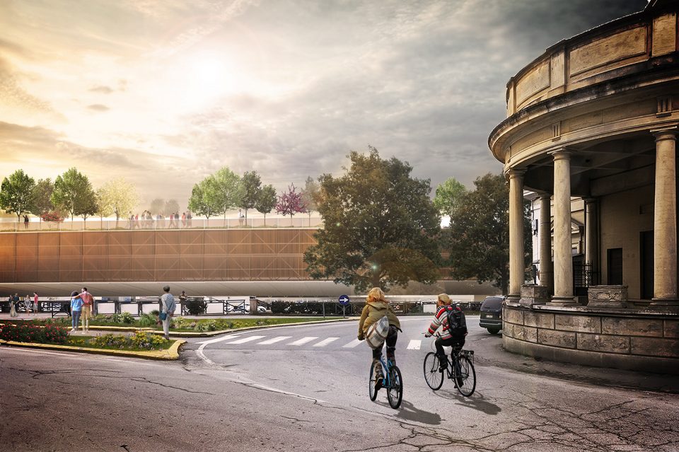 Urban Green Ring with a Multi storey Carpark inside by AS DOES