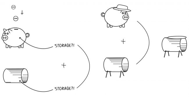 Pig side table Components storage by Mario Tsai