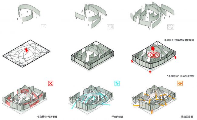 The suspended felt pavilion China by META Project