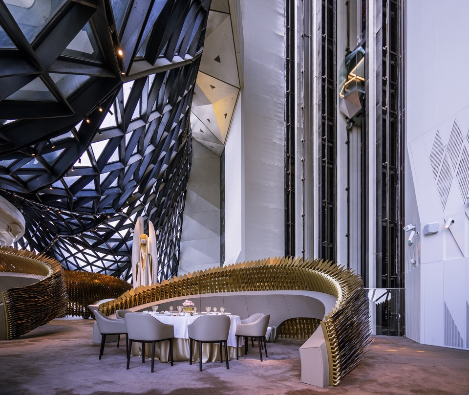 unique dining pods for morpheus hotel by uap