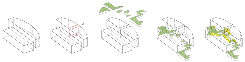 Implanted in bridges system running through from the entrance to the roof 植入从地面到屋顶的廊桥系统 3