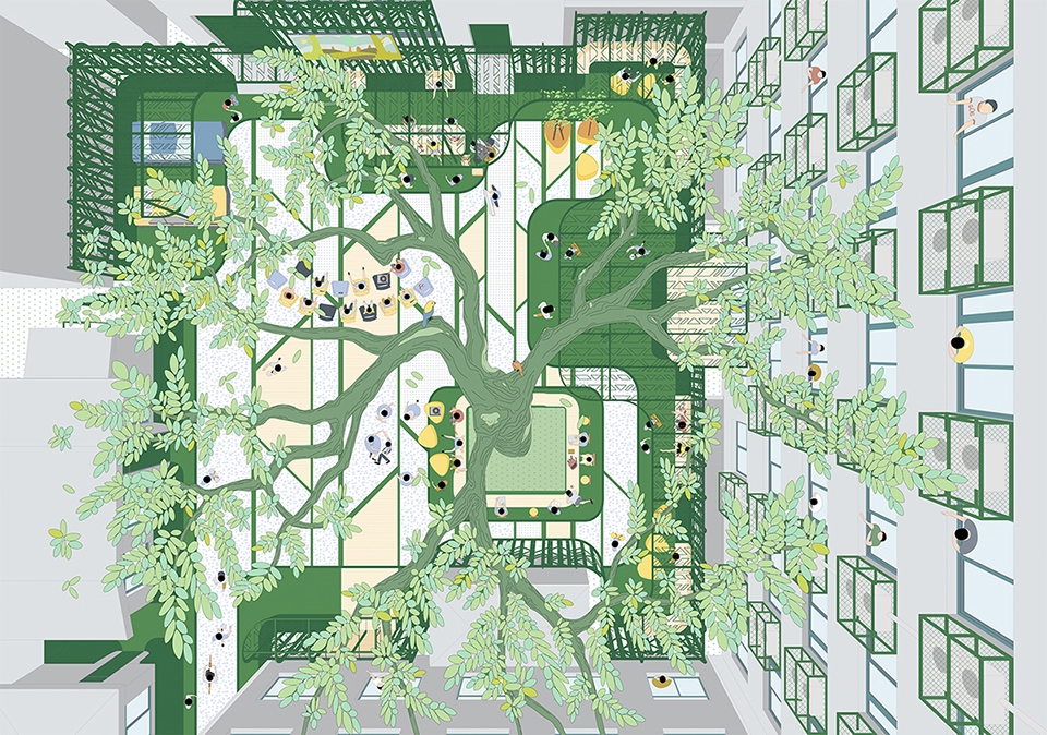 tree courtyard youth community china by mat office