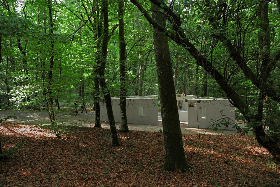 the garden of framed scenes by the open workshop