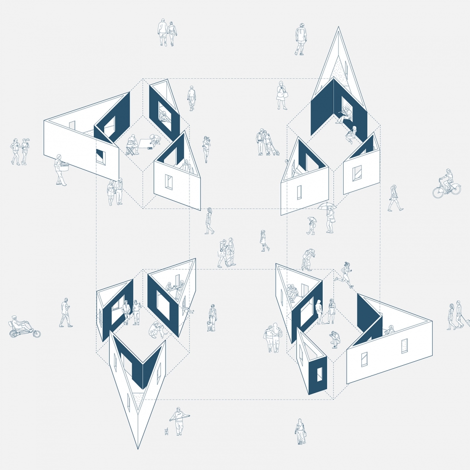 the garden of framed scenes by the open workshop