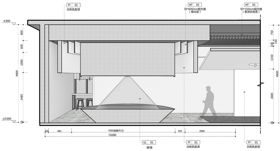 emtek letter testing exhibition hall by zones design studio