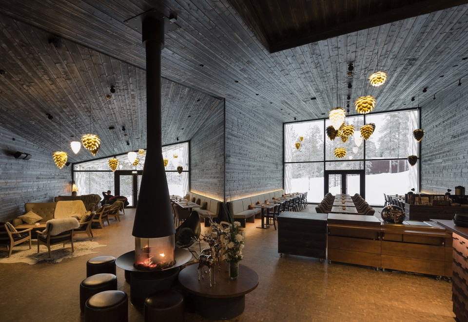 arctic treehouse hotel restaurant by studio puisto architects