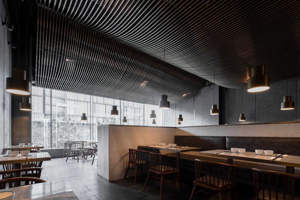 gao zhuo zi di ban deng noodle restaurant china by damai interior design