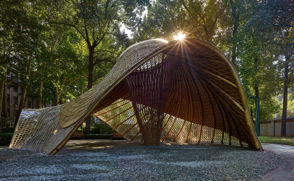 swirling cloud bulletin pavilion for bjfu garden festival by sup atelier