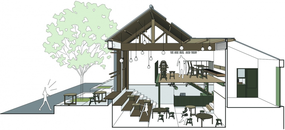fine cafe Atelier A Be opposite architecture