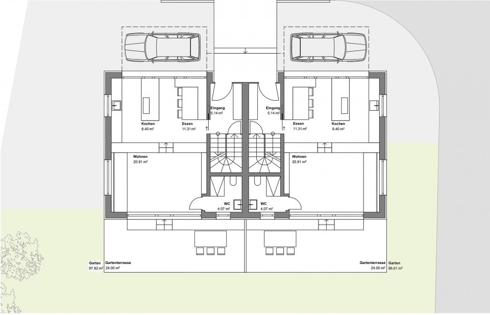 semi detached house on a hillside by mwarchitekten