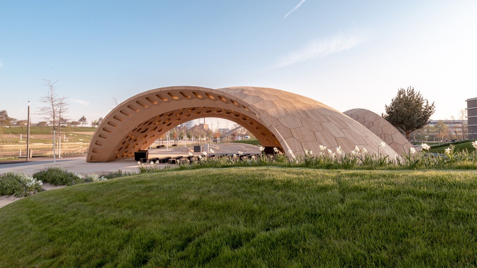 buga wood pavilion by icd itke müllerblaustein bauwerke gmbh bec gmbh bundesgartenschau heilbronn 2019 gmbh