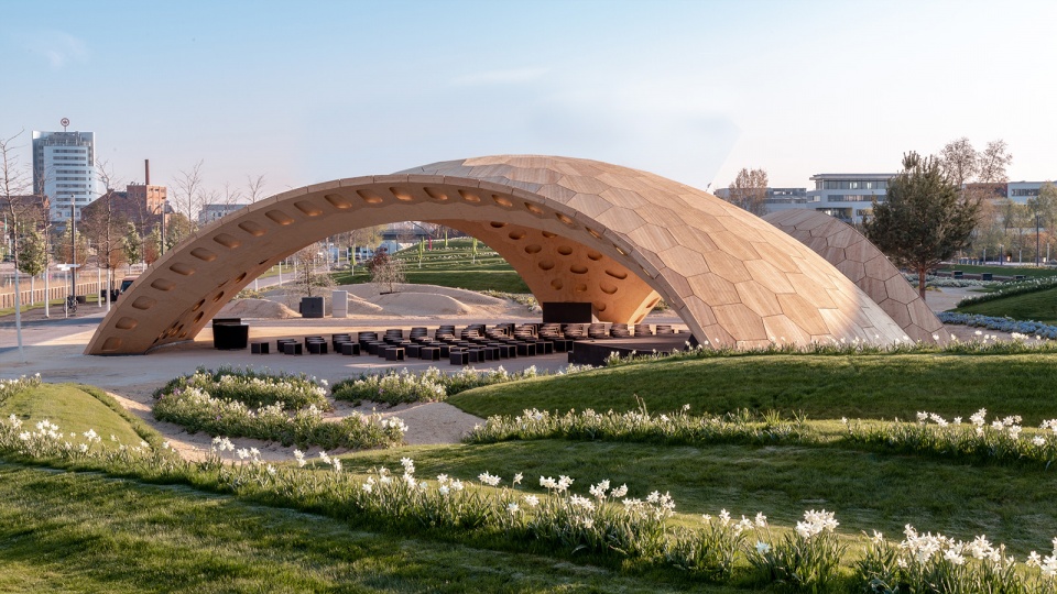 buga wood pavilion by icd itke müllerblaustein bauwerke gmbh bec gmbh bundesgartenschau heilbronn 2019 gmbh