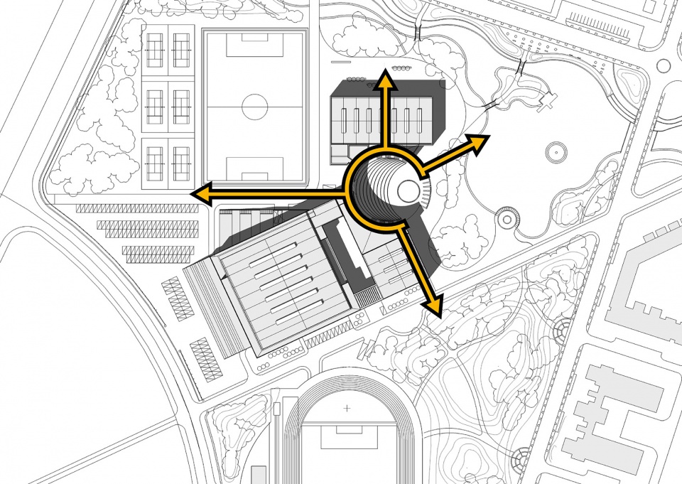 the gymnasium in tianjin university of science technology china by tao zhi studio architectural design and research institute of scut