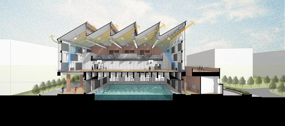 jinhong middle school gymnasium china by le architects