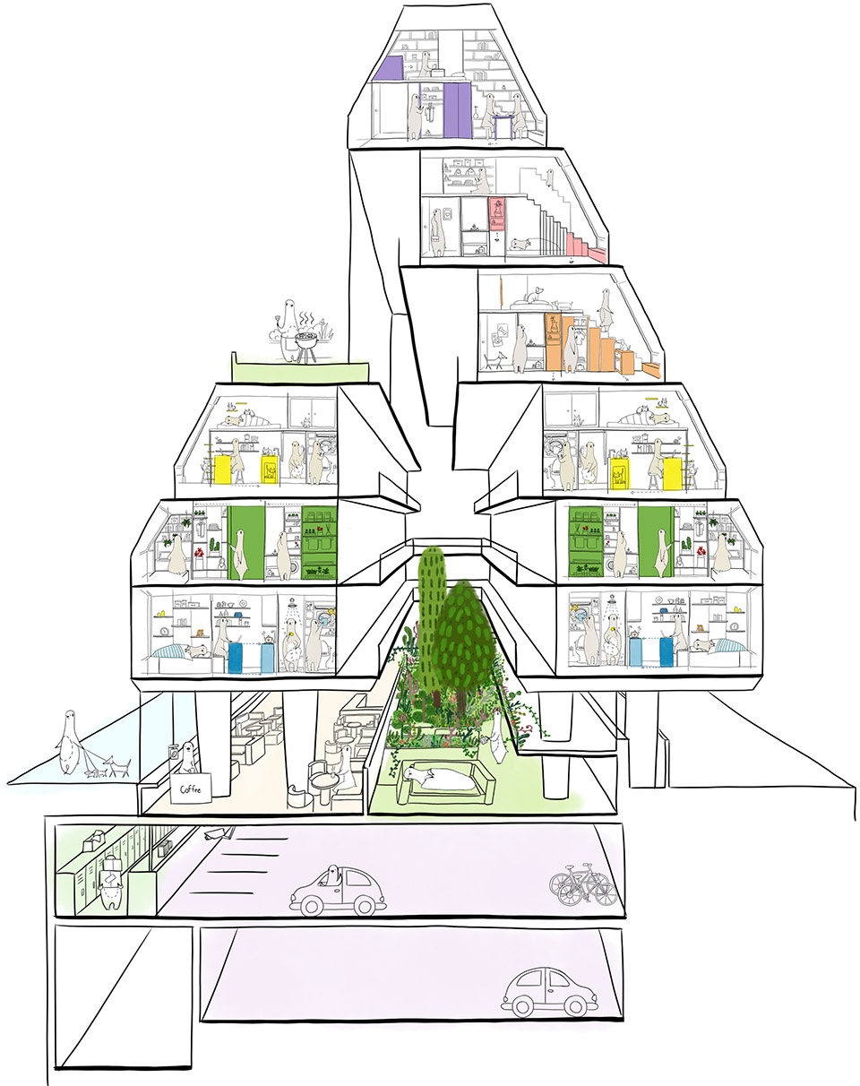 treehouse coliving by bo da architecture