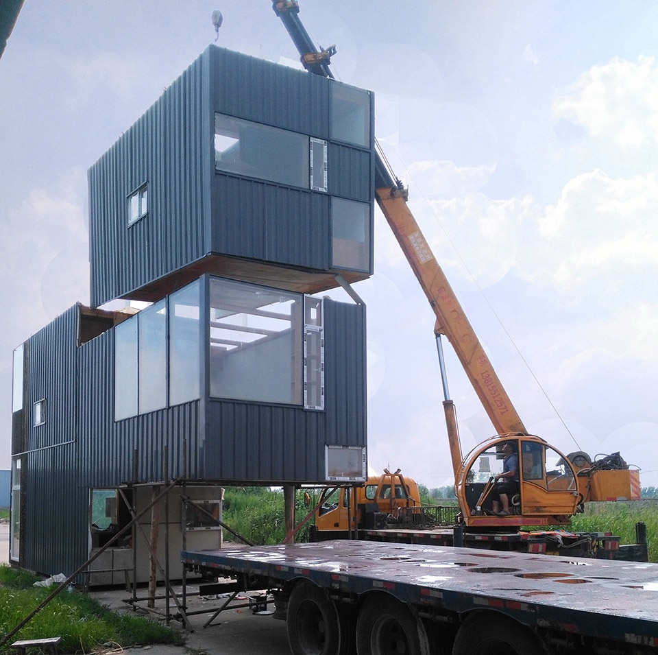 a staggered house prototype with prefabricated modular construction system china by ojo oyo prelab