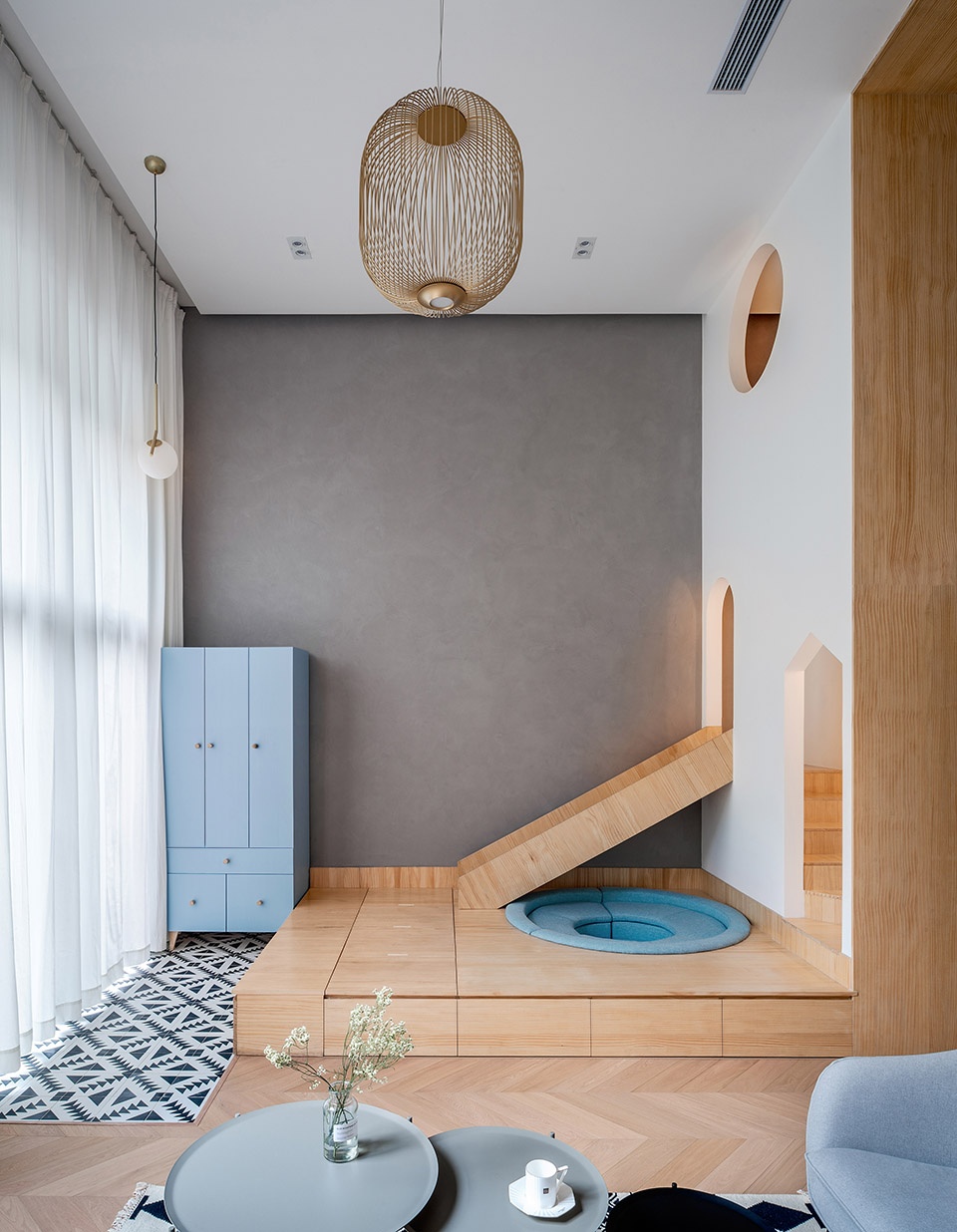 geometrical space for a two kid family china by atelier dy