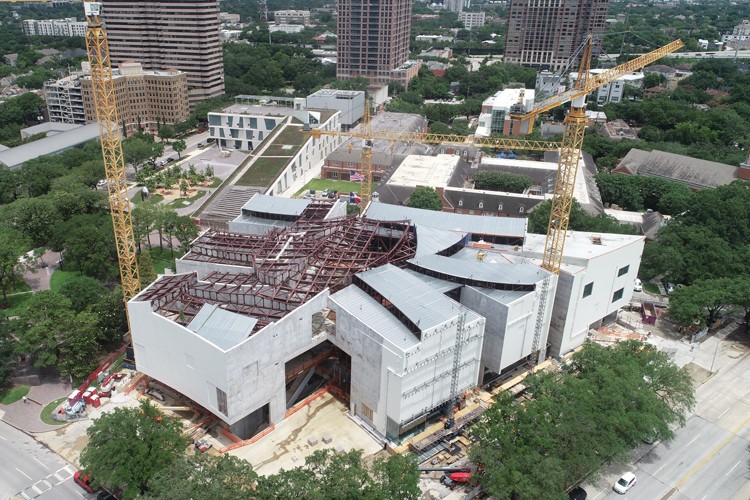 the nancy and rich kinder building for the museum of fine arts houston celebrates topping out