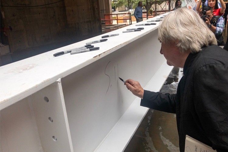 the nancy and rich kinder building for the museum of fine arts houston celebrates topping out
