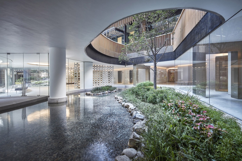 clubhouse and the entrance lobby area of luxury condominium fleur pavilia in hong kong china by uchida design inc