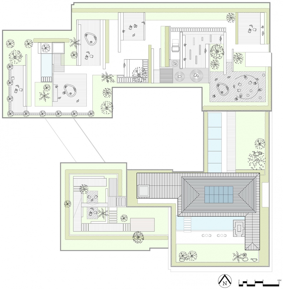 three rooms in a roof garden china by atelier z