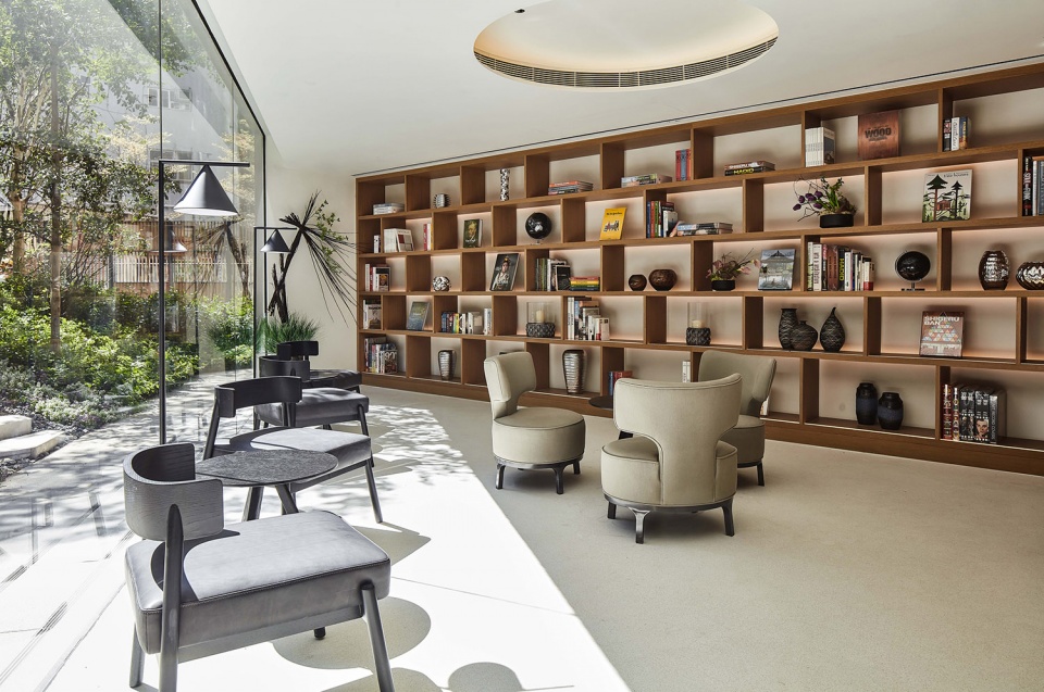 clubhouse and the entrance lobby area of luxury condominium fleur pavilia in hong kong china by uchida design inc