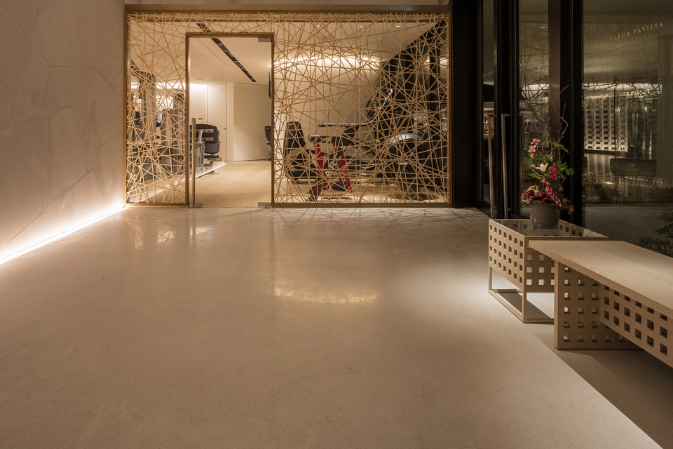 clubhouse and the entrance lobby area of luxury condominium fleur pavilia in hong kong china by uchida design inc
