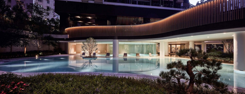 clubhouse and the entrance lobby area of luxury condominium fleur pavilia in hong kong china by uchida design inc