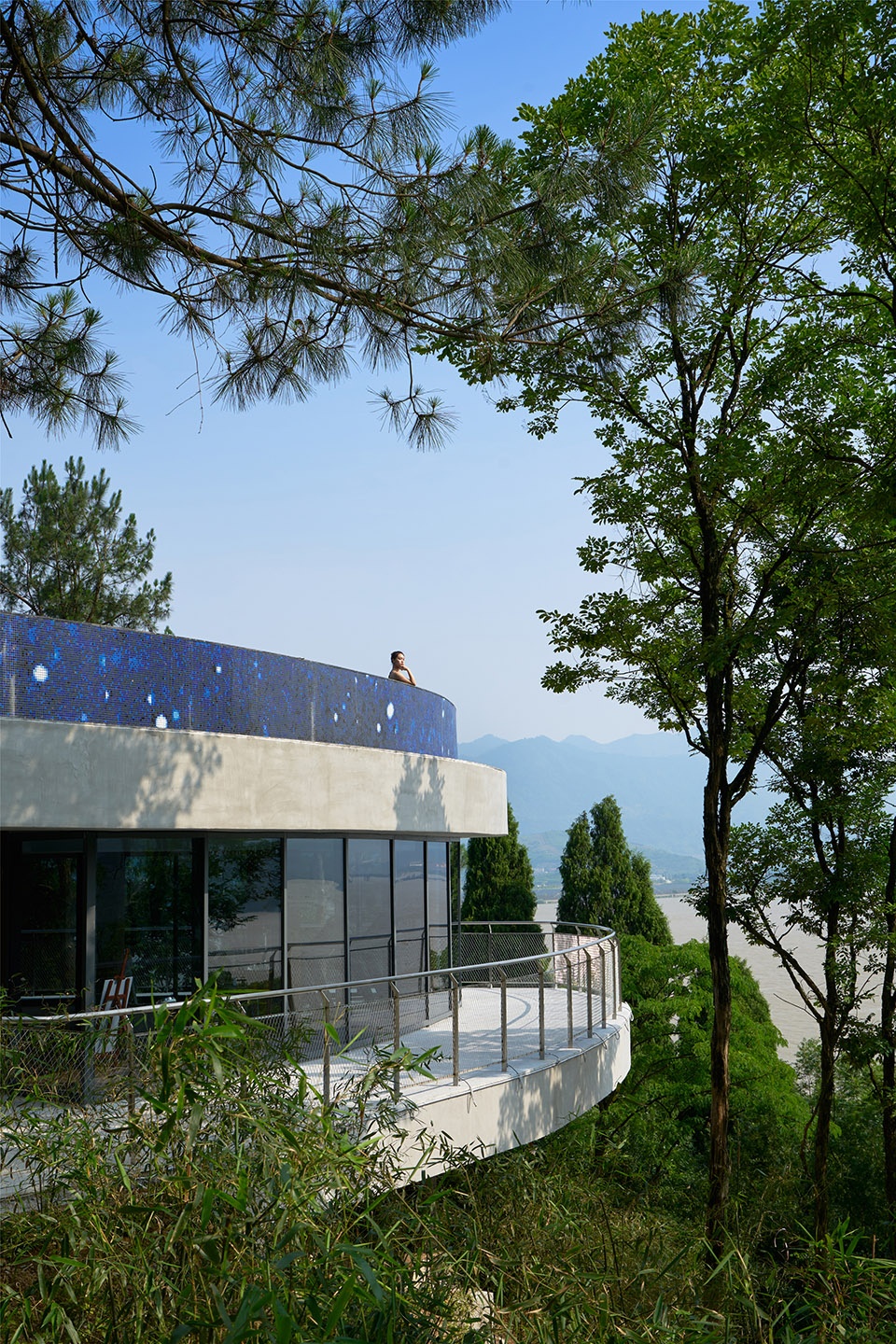 star boat overhead swimming pool on the bank of fuchun river in hangzhou china by the design institute of landscape architecture china ac...