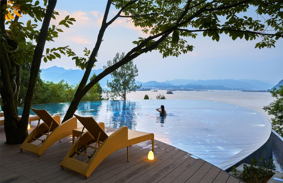 star boat overhead swimming pool on the bank of fuchun river in hangzhou china by the design institute of landscape architecture china ac...