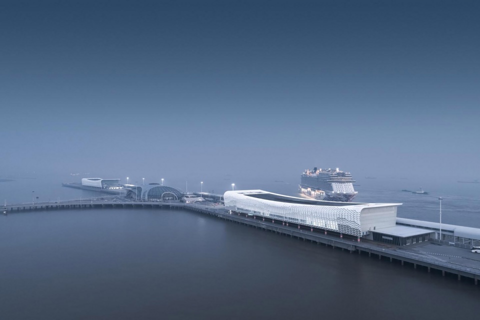 shanghai wusongkou international cruise port passenger building china by tjad