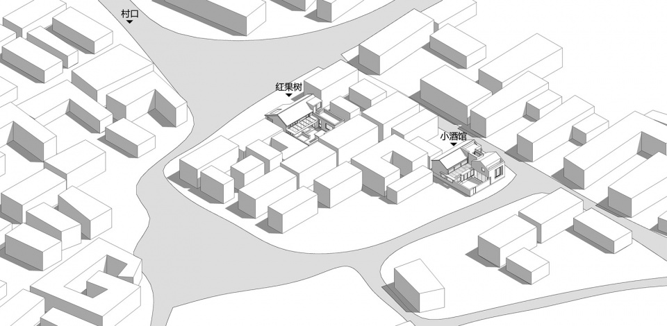 the shared village space evolution of red fruit tree small tavern by evolution design