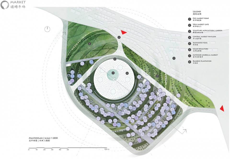 o market water droplets fall into peaceful water china by da architects