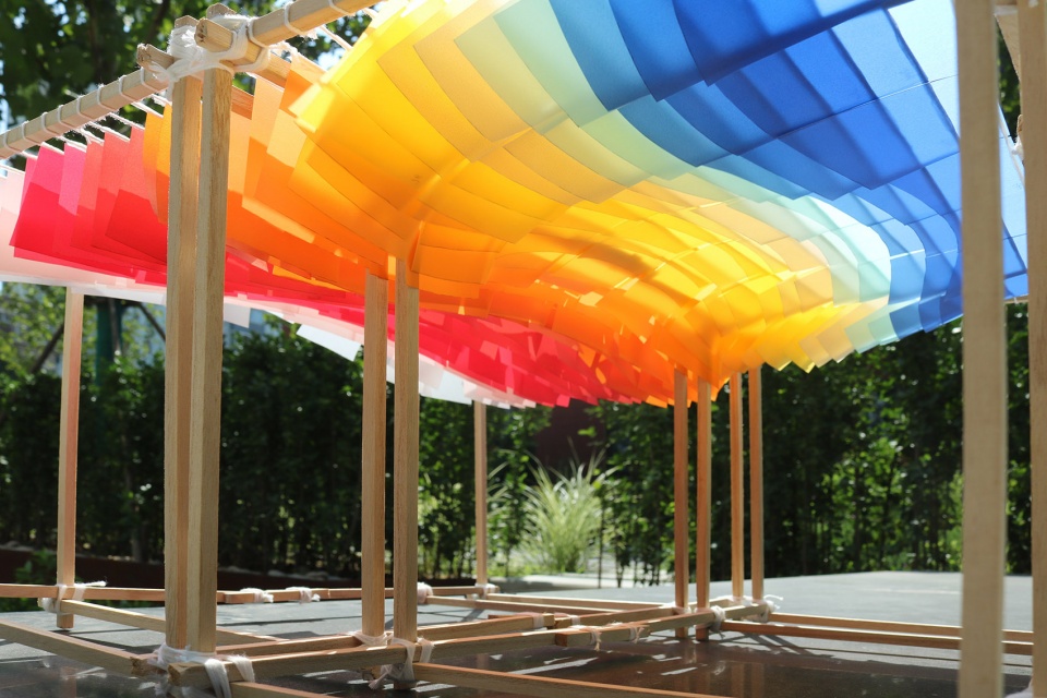 a little nap under the sunset installation by abandoned city bigrice design