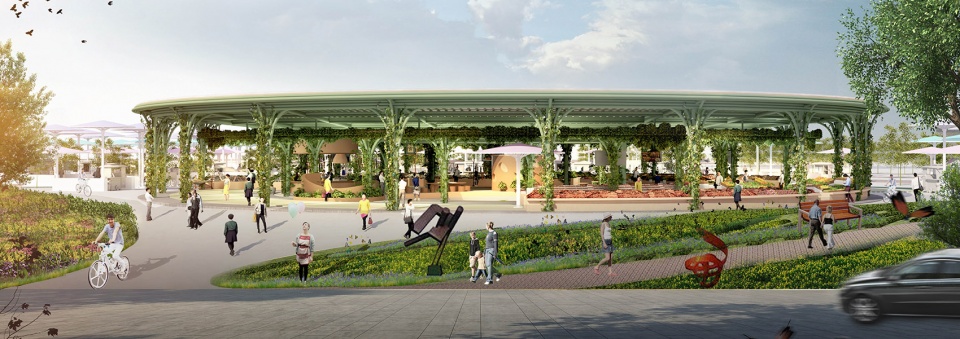 o market water droplets fall into peaceful water china by da architects