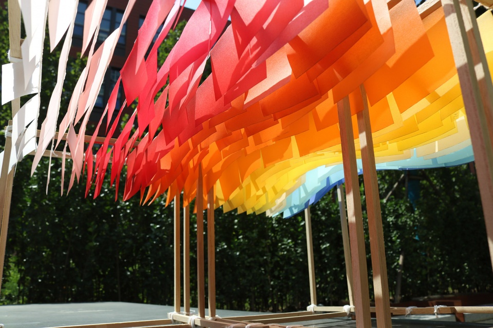 a little nap under the sunset installation by abandoned city bigrice design