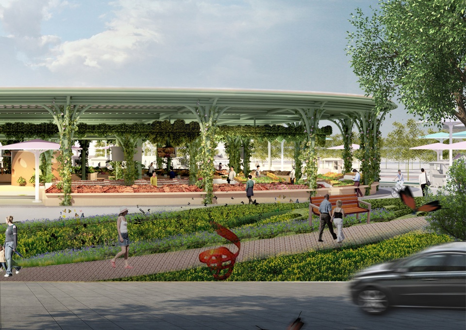 o market water droplets fall into peaceful water china by da architects