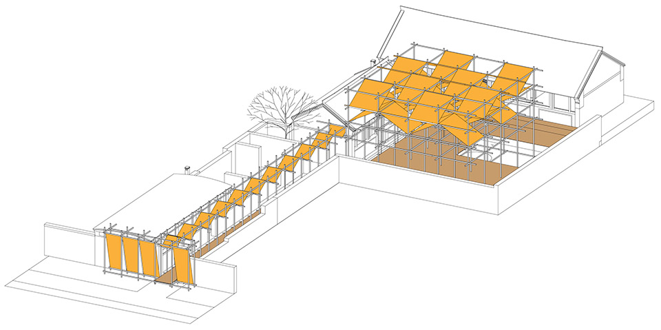 temporary exhibition facilities for harvest festival in shichengzizi village china by fu yingbin