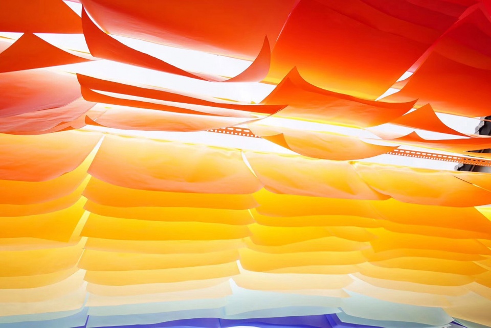 a little nap under the sunset installation by abandoned city bigrice design