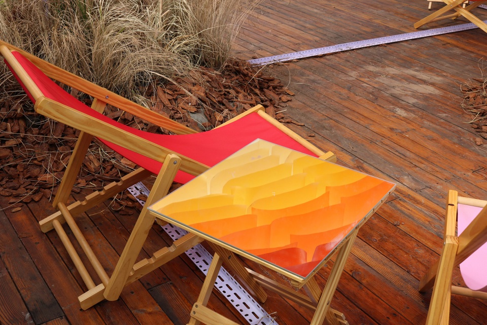 a little nap under the sunset installation by abandoned city bigrice design