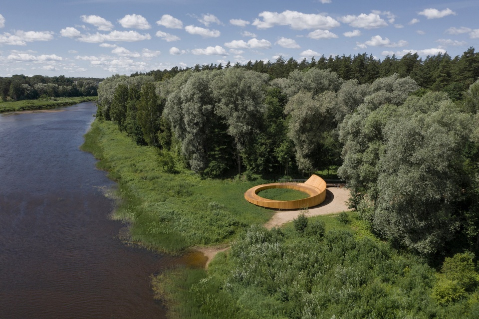 pedestrian path and view terrace in park of senses by didzis jaunzems architecture