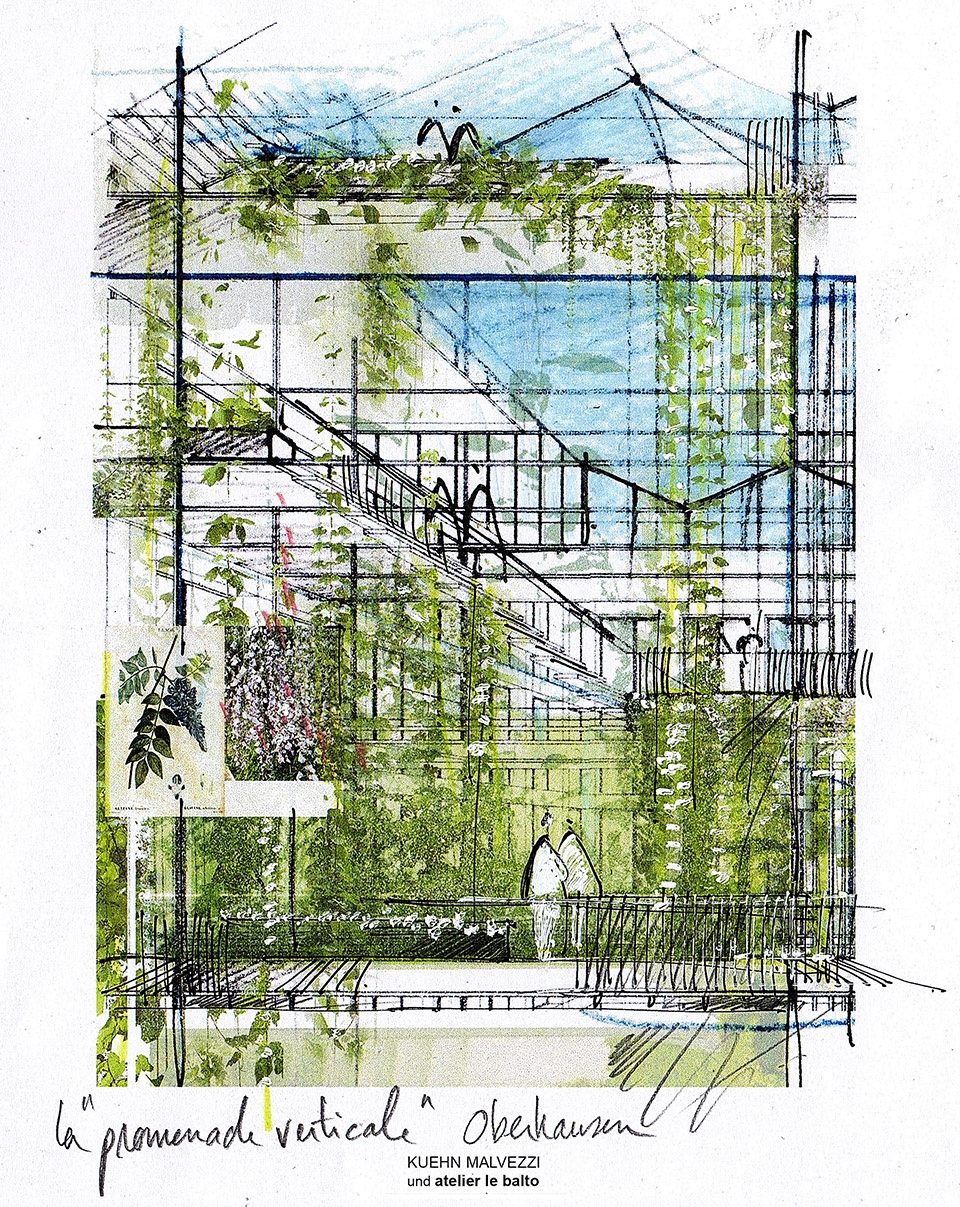 administration building with rooftop greenhouse at the altmarkt oberhausen by kuehn malvezzi
