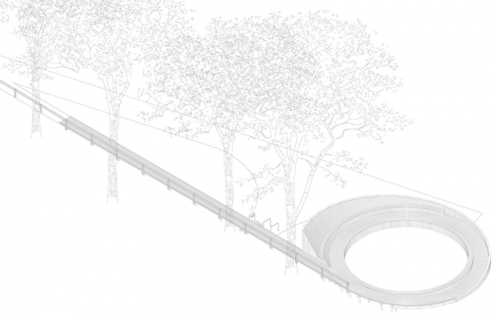 pedestrian path and view terrace in park of senses by didzis jaunzems architecture
