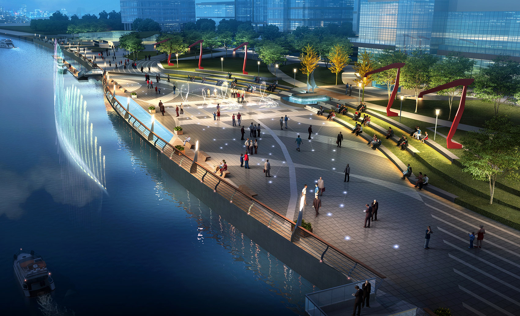 Shanghai north bund riverside mountain block landscape, China by OFFICE ...