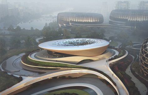成都独角兽岛总体规划首座建筑即将完工 / Zaha Hadid Architects